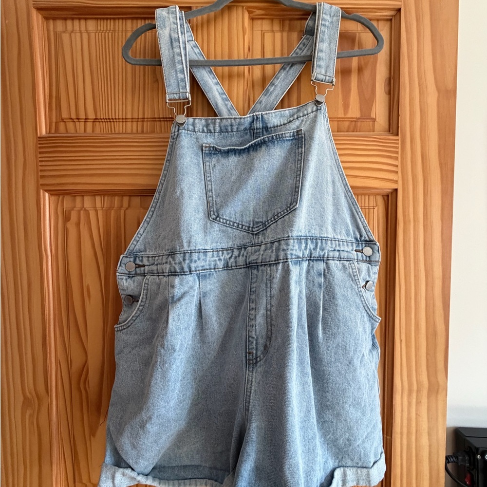 Light Wash Denim Overalls Shorts size 1XL